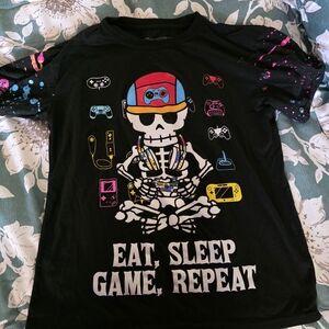 Black Gaming Skeleton Kids Tee